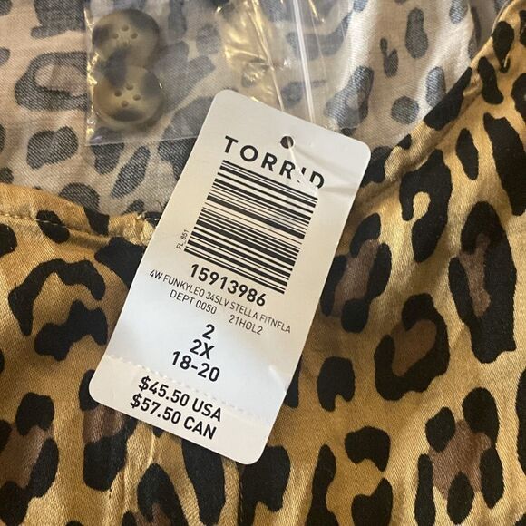 Torrid Stella Wm’s Sz 2X Leopard Print Stretch Challis Tunic Fit & Flare Blouse - Picture 4 of 6